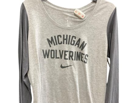 Athletic Top Long Sleeve Collar By Nike Apparel In Grey, Size: L Hot on Sale