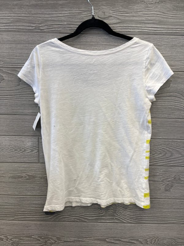 Top Short Sleeve By Loft In White & Yellow, Size: S Hot on Sale