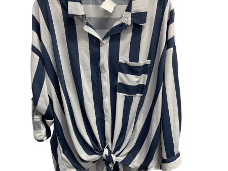 Top 3 4 Sleeve Basic By Eden & Olivia In Blue & White, Size: Xl Hot on Sale