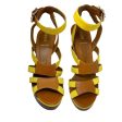 Gros Grain & Cowhide Stilletto Sandals Luxury Designer By Fendi In Mimosa & Honey, Size: US 6.5 IT 36.5 Fashion