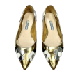 Shoes Luxury Designer By Prada In Gold & Silver, Size: 6.5 on Sale