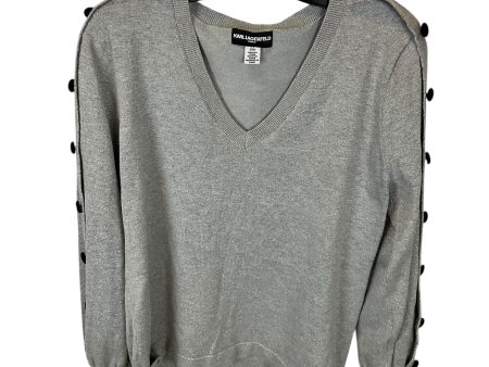 Top Long Sleeve Designer By Karl Lagerfeld In Grey, Size: L Online