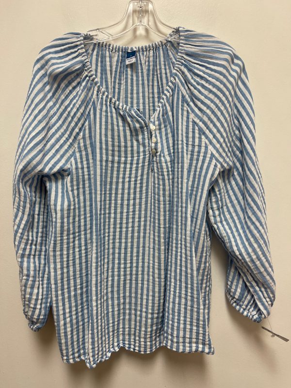 Top Long Sleeve By Old Navy In Blue & White, Size: Xl For Cheap