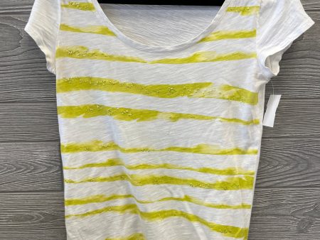 Top Short Sleeve By Loft In White & Yellow, Size: S Hot on Sale