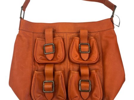 Handbag Leather By Garnet Hill In Orange, Size:Medium Cheap