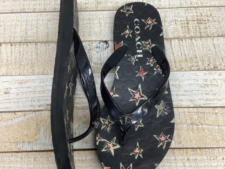 Black Sandals Flip Flops designer by Coach, Size 6 Hot on Sale