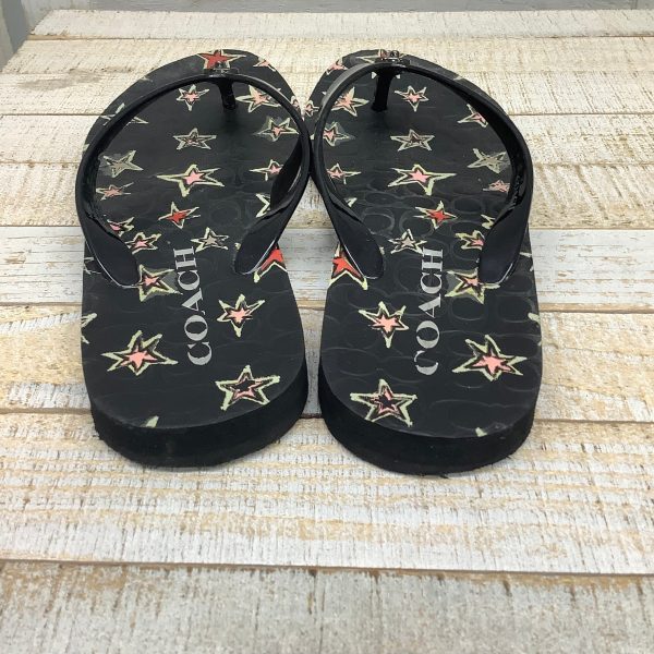 Black Sandals Flip Flops designer by Coach, Size 6 Hot on Sale