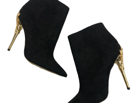 Boots Ankle Heels By Just Fab In Black & Gold, Size: 7.5 Fashion