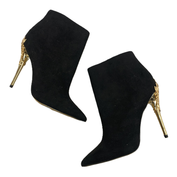 Boots Ankle Heels By Just Fab In Black & Gold, Size: 7.5 Fashion