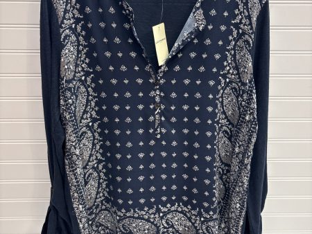 Top Long Sleeve By Lucky Brand In Blue & White, Size: L For Sale