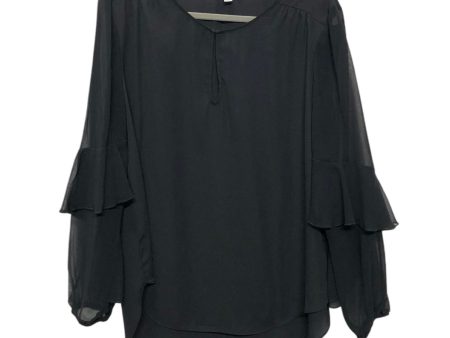 Blouse 3 4 Sleeve By H For Halston In Black, Size: L For Cheap