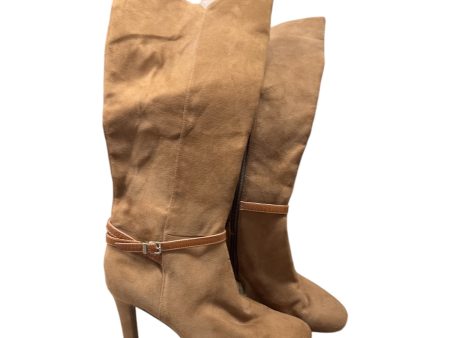 Boots Knee Heels By Express In Tan, Size: 9 For Cheap