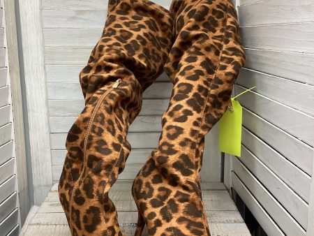 Boots Knee Heels By New York And Co In Animal Print, Size: 8.5 For Cheap