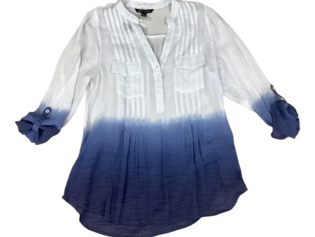 Top Long Sleeve By Zac And Rachel In Blue & White, Size: L Supply