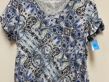 Top Short Sleeve By Talbots In Blue & White, Size: 1x For Discount